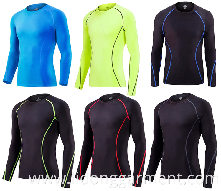 LiDong top quality OEM custom compression mens new long sleeve fitness gym wear